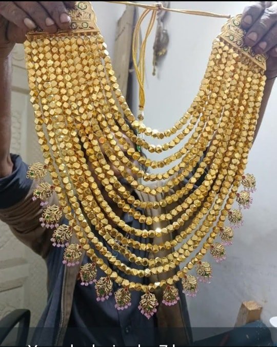 7-2 Grand Multani Katmala Har Pink beads – 24k Gold Plated - Image 1