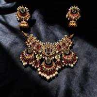 Royal Emerald Ruby Bridal Necklace Set