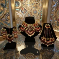 Royal Emerald Ruby Bridal Necklace Set - Image 2