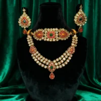 Classic Kundan Ruby Elegance Necklace Set - Image 2