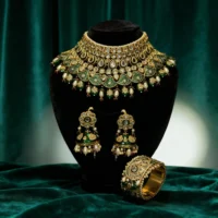 Emerald Heritage Kundan Royal Bridal Choker Set - Image 2