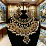 Emerald Pearl Kundan Regal Bridal Necklace Set