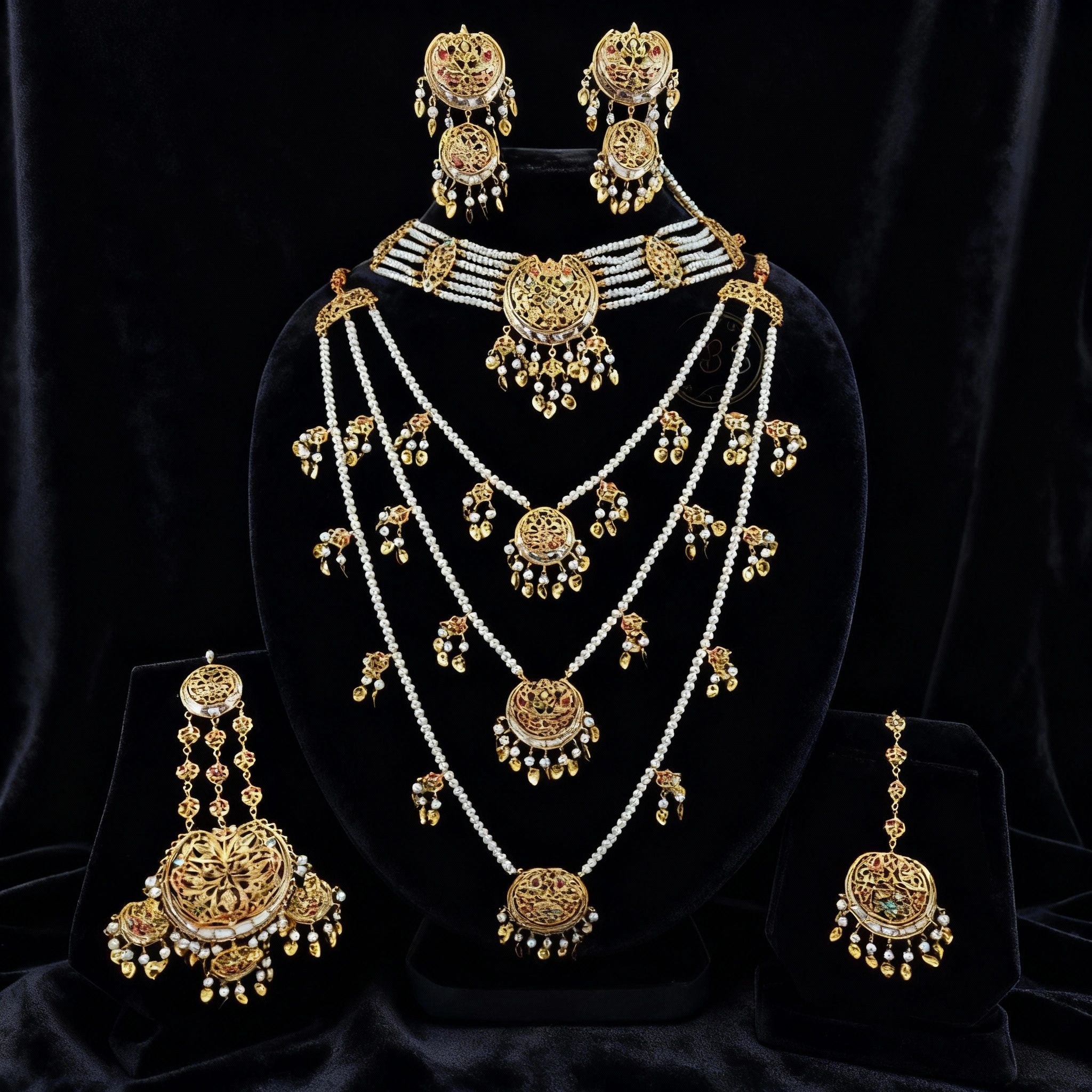 25-2 Pearl Cascade Antique Royal Bridal Set - Image 1
