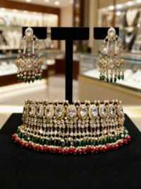 Imperial Polki Pearl Choker Bridal Set - Image 5