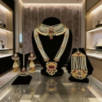 Royal Pearl Ruby Grand Bridal Set - Image 2