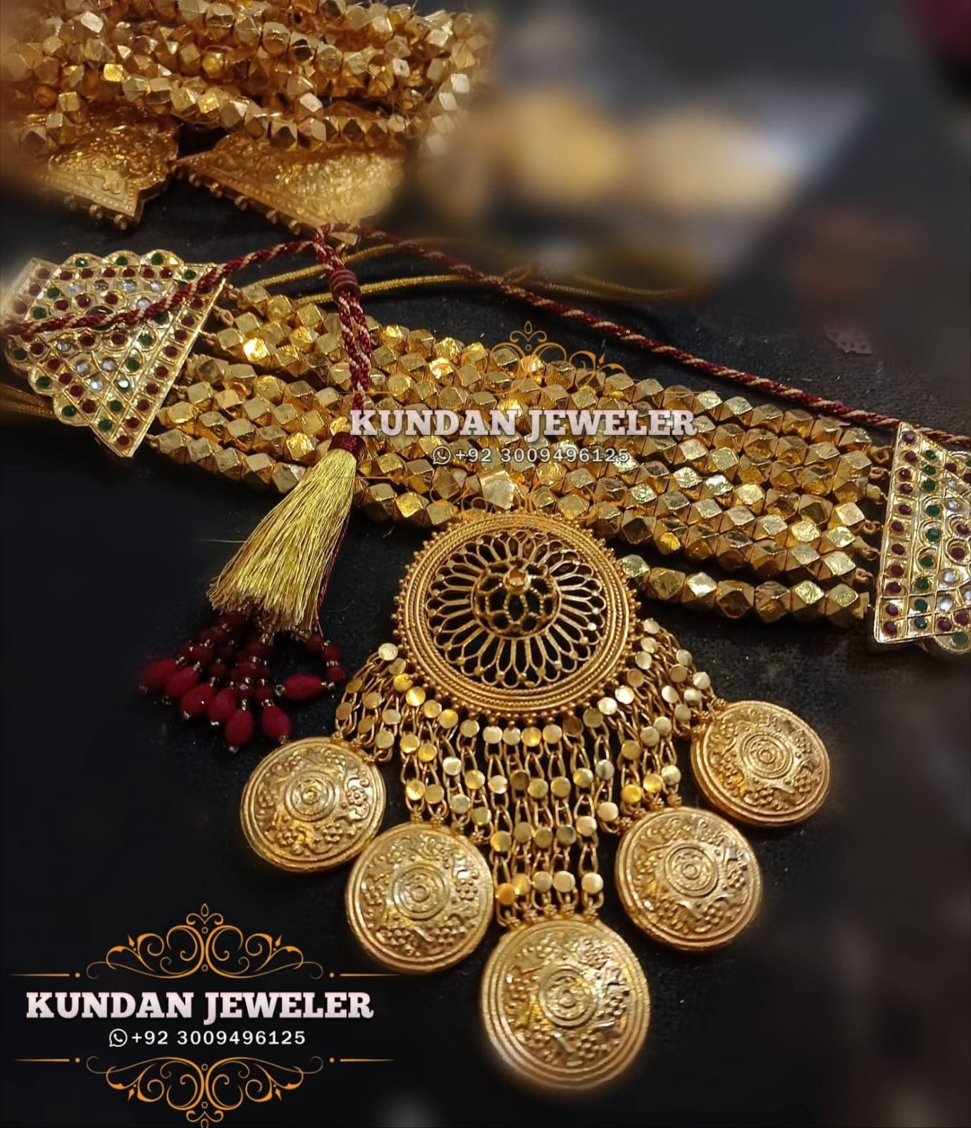 WhatsApp Image 2025-12-30 at 1.09.17 PM Bridal Multi-Strand Geometric Gold Bead Necklace | 24k Gold Plated - Image 1